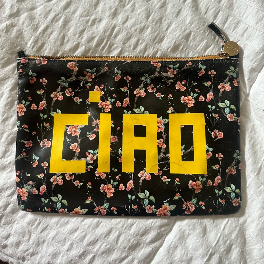 Clare V floral CIAO clutch with tabs